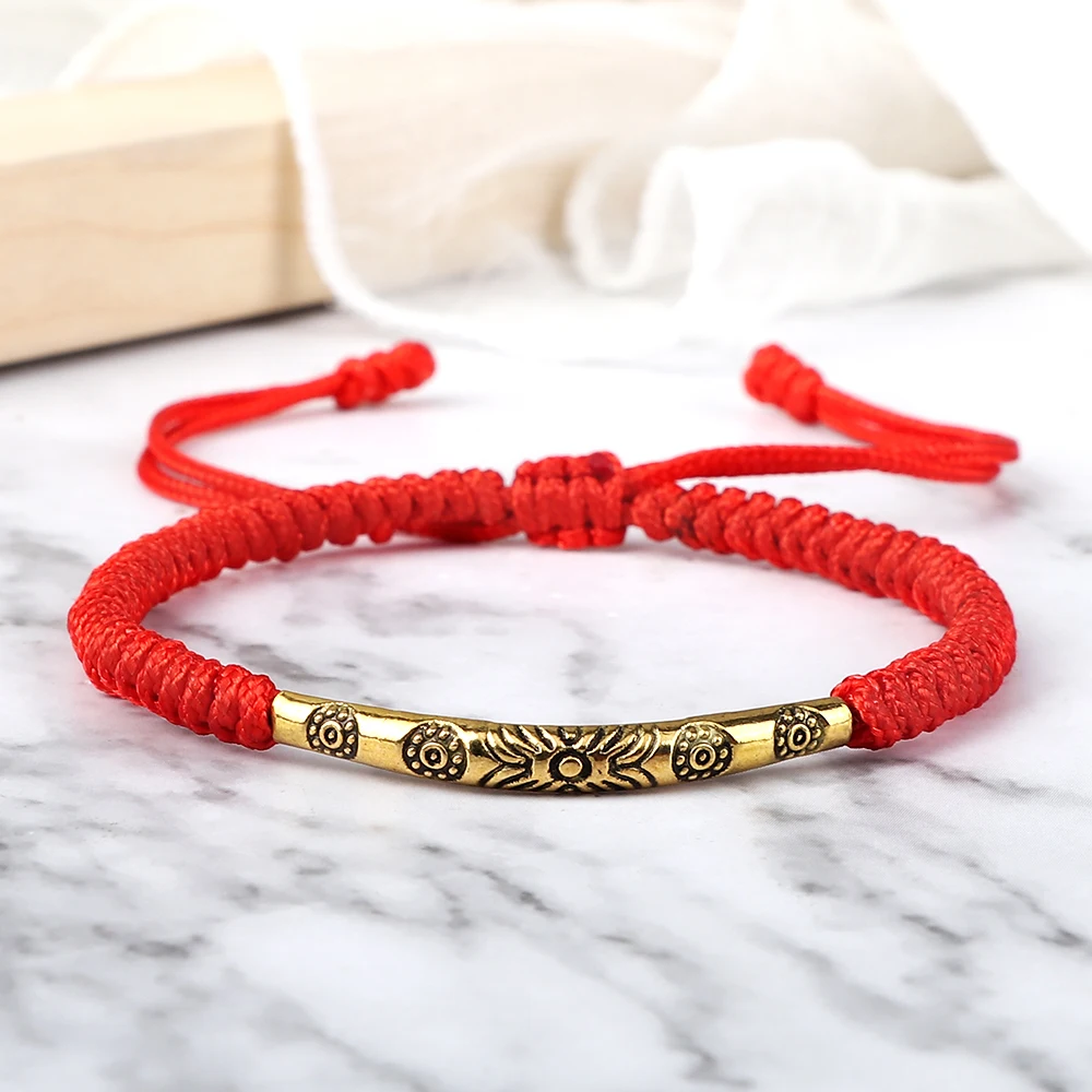 Classic Long Tube Charms Bracelets Women Men Lucky Red String Thread Rope Handmade Braided Bracelet Friendship Fashion Jewelry