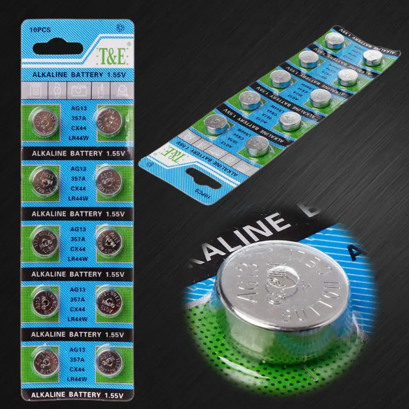 AG13 Alkaline Button Cell 1.55V A76 Batteries Coin Cell for Remote Controls, Camcorders, Electronic Games - 10 Counts