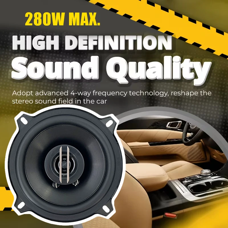 5 Inch HiFi Coaxial Subwoofer 560W (2*280W) Car Automotive Audio Music Stereo 2-Way Full Range Frequency Car Speaker Woofer