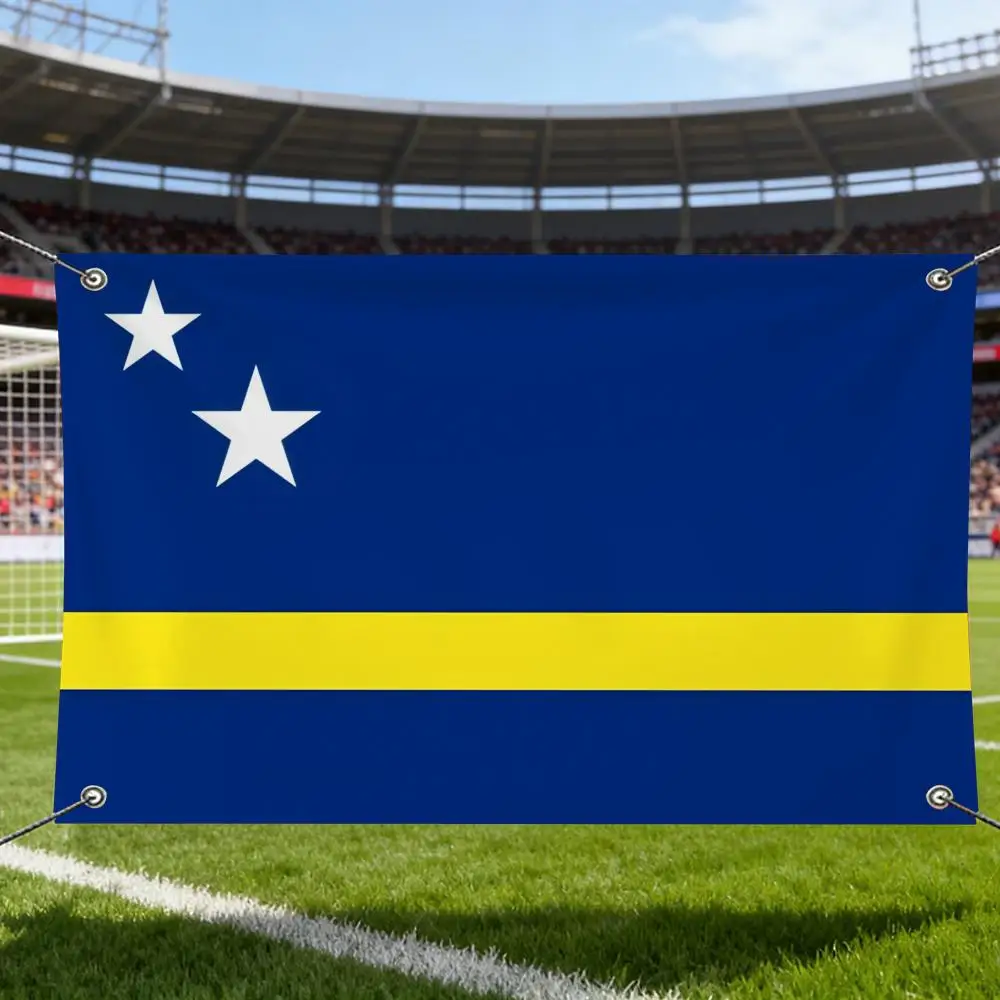 Curacao Flags Horizontal High Density Knitted Fabric European Simple For Durable Outdoor Indoor Use