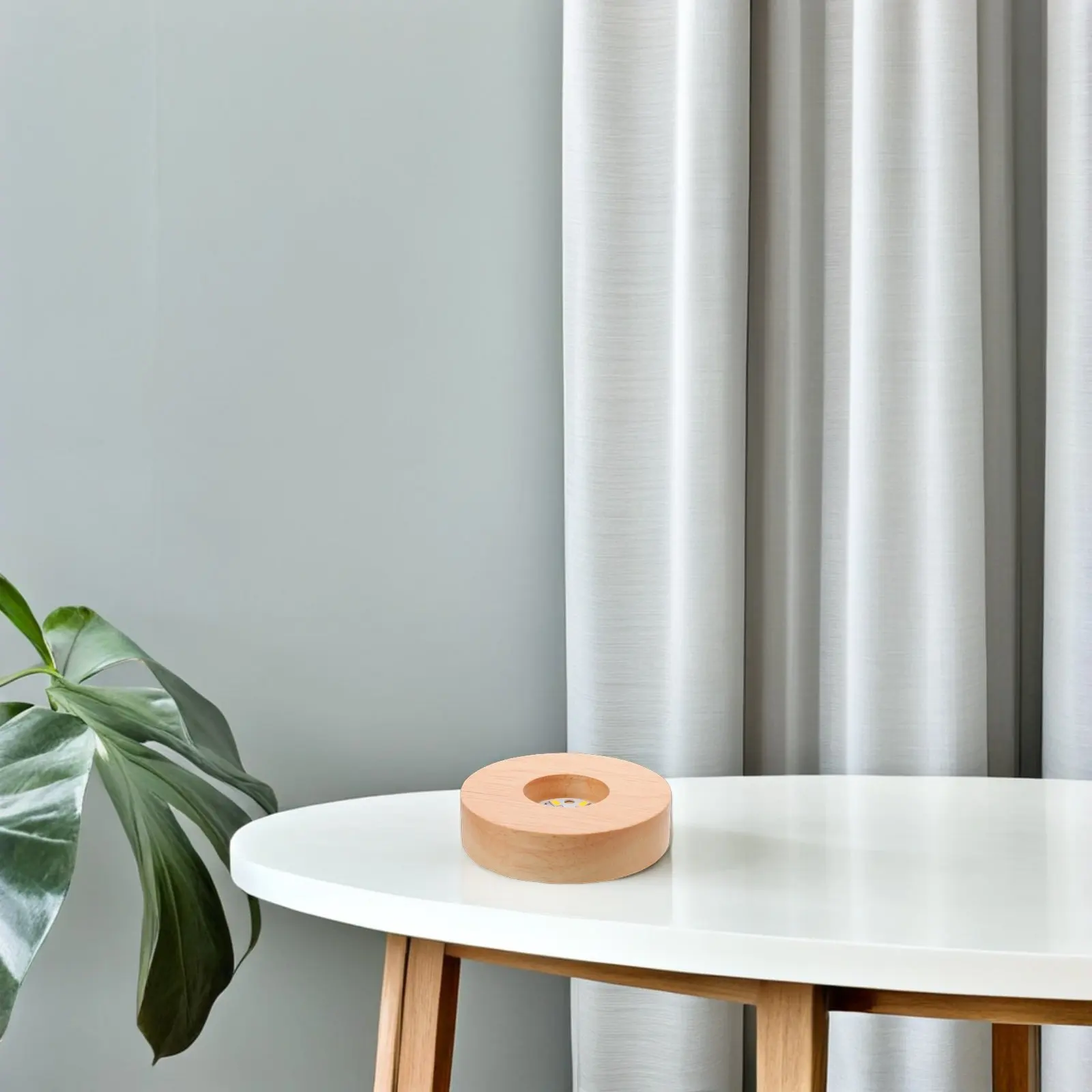 

Wooden DIY Snow Globe Lamp Base for Crystal Ball Round Lighted Display Stand Natural Grain Night Light Pedestal Base for Bedroom