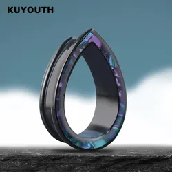 KUYOUTH Shell Ear Gauges Tunnels Expanders Plugs Water Drop Hollow Stretchers Stainless Steel Earring Jewelry 2PCS