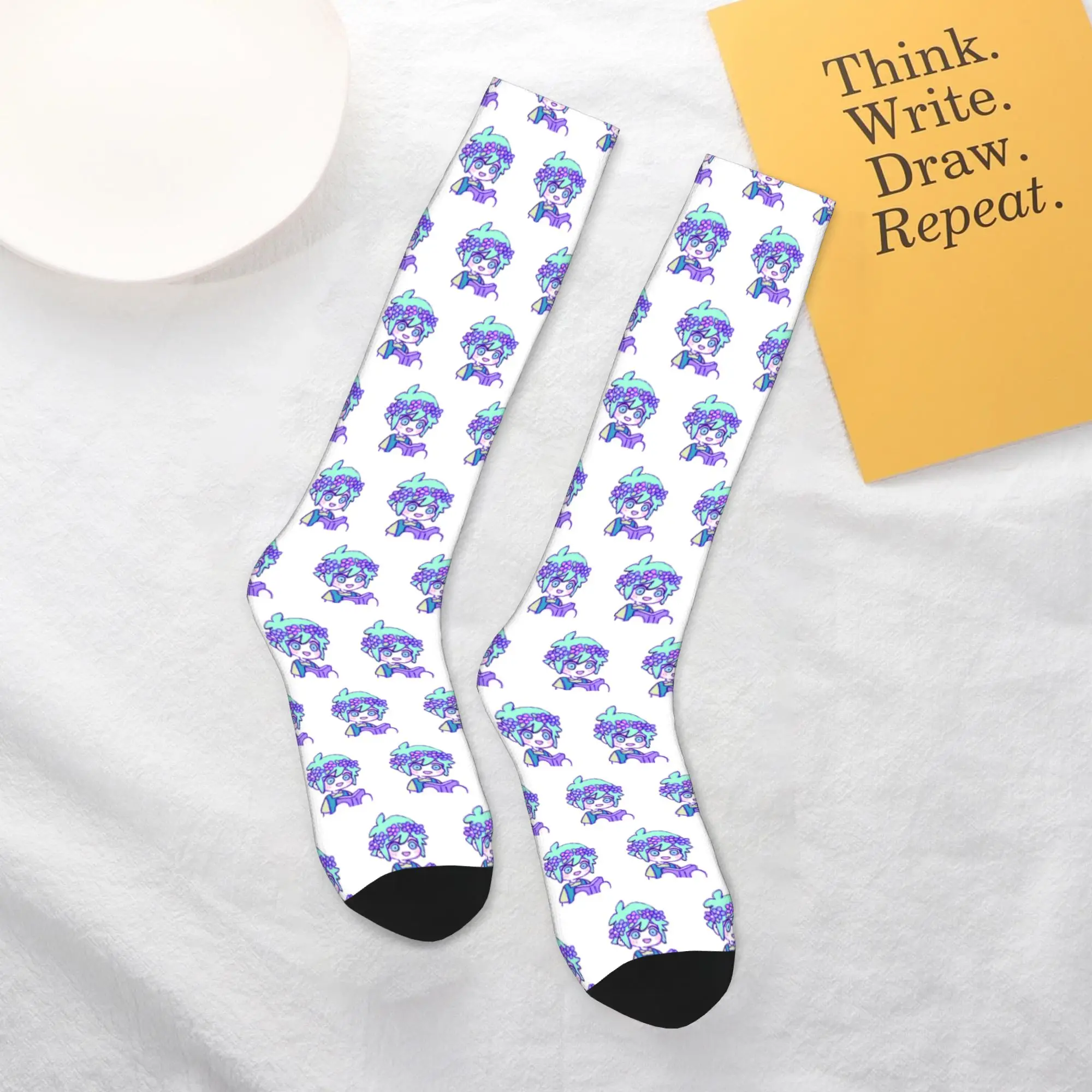 All Seasons Crew Stockings Cute Basil Omori Emote Socks Harajuku Casual Hip Hop Long Socks Accessories for Men Women Gifts