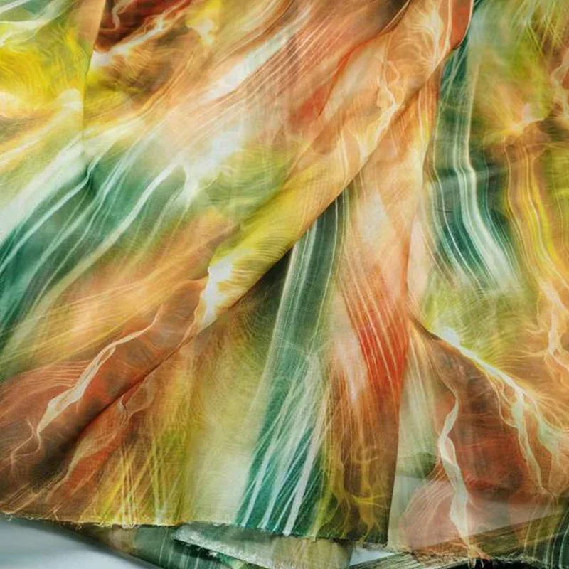 1mX150cm Gradient Color Chiffon Fabric Soft Sheer Breathable Material for Hanfu Scarf Dress Skirt Sewing DIY Craft Wedding Decor