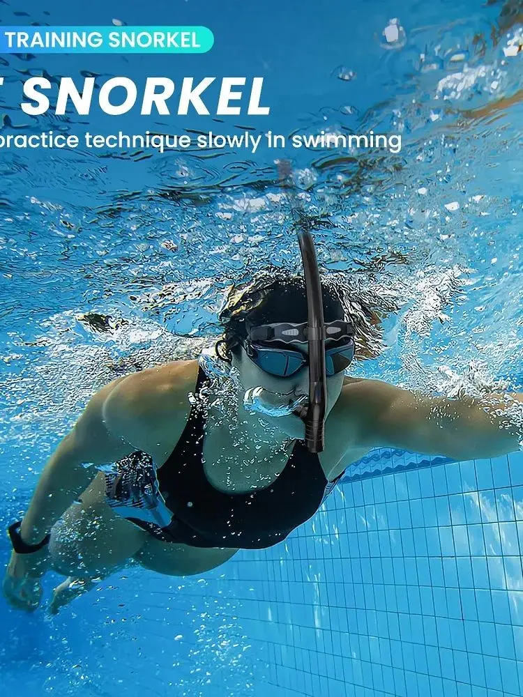 Schwimmtrainings-Schnorchel: Frontal-Schwimmschnorchel mit zentraler Einweg-Entlüftungsventil für Schwimmer – ideal für Badebecken