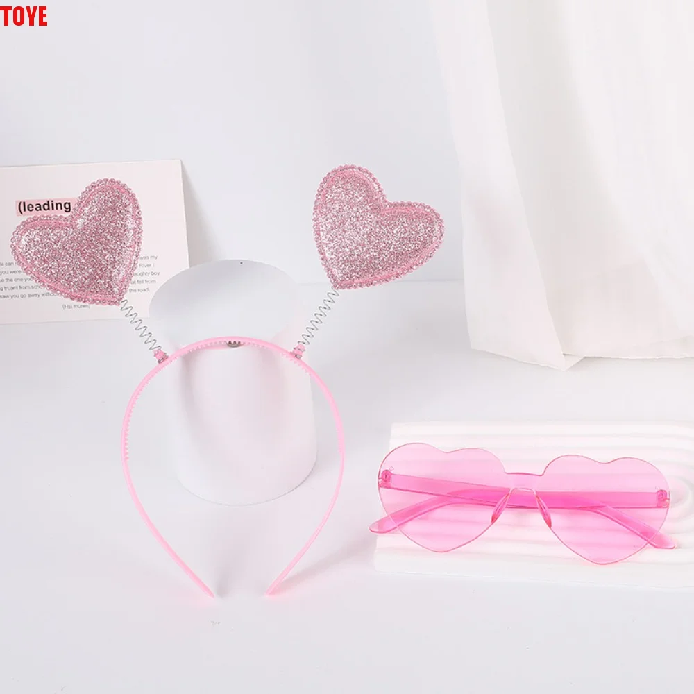 

Confetti Hair Hoop Red Love Headband Red Peach Heart Glasses Love Heart Shaped Headband Headband Red Valentines Day Headdress