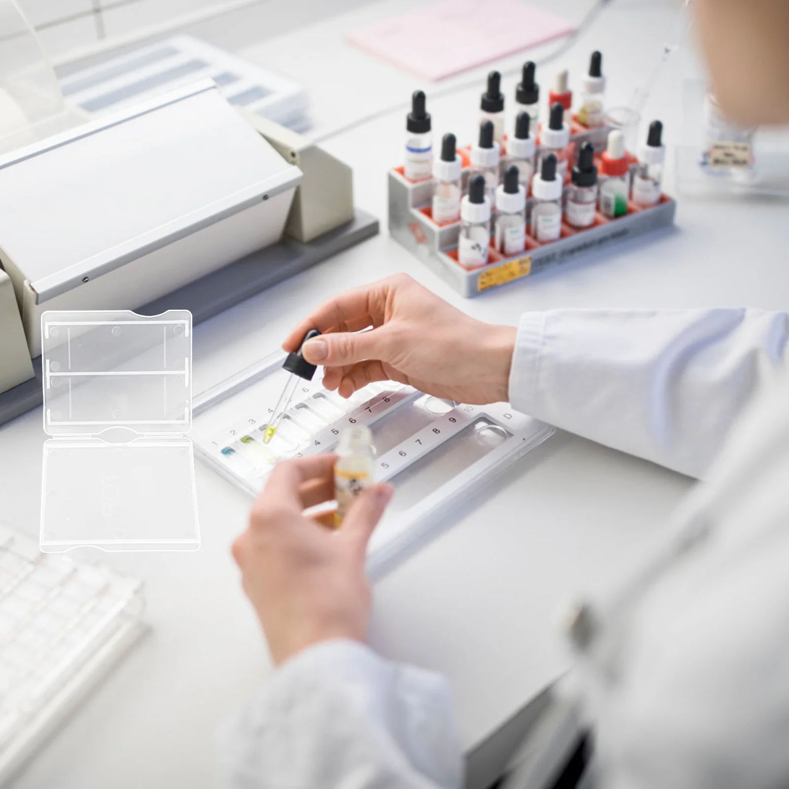 

100Pcs Microscope High Quality Transparent Slide Storage Container Scratch Resistant Specimen Protection Tray