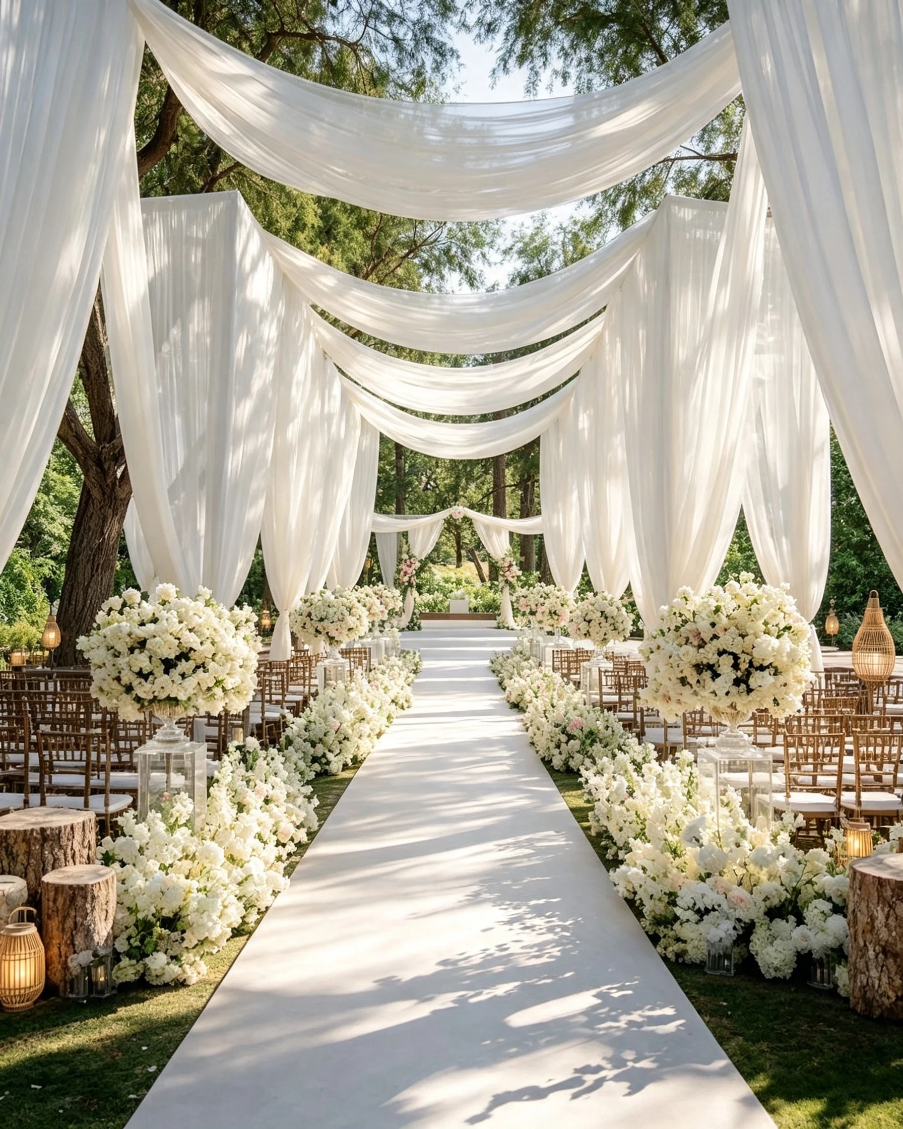 Ivory Chiffon Wedding Drape Fabric Sheer Curtain Arch Draping for Ceremony Backdrop, Reception Ceiling Decor Outdoor Party Tent