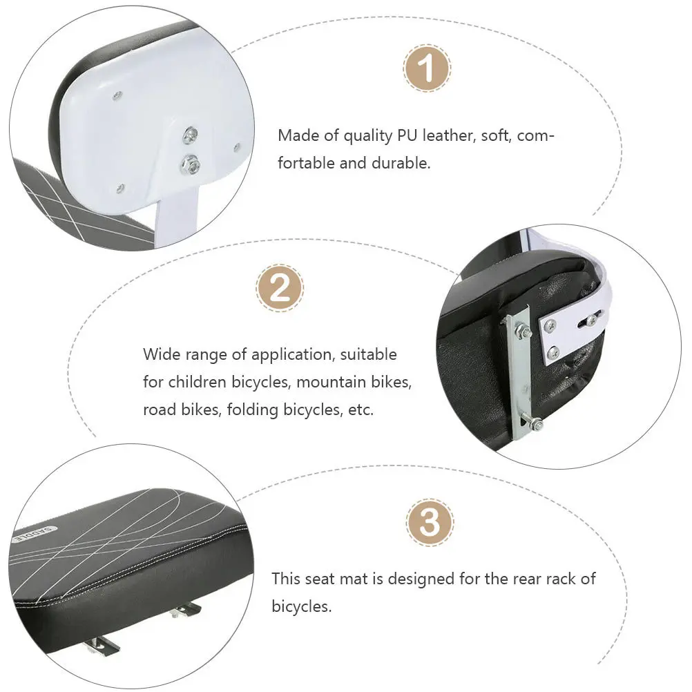 

Rear Seat Accessory 1Pcs Nonslip Wearresistant Backseat Cushion for Bikes PU Comfortable and Stable Bike Seat Black