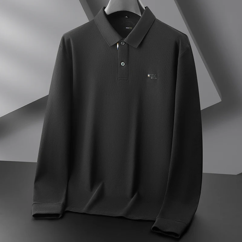 8XL 7XL 6XL 2025 New Autumn Casual 100% Cotton Polo Shirt Man Tops High End Luxury Mens Shirts Long Sleeve Lapel T-shirts Homme