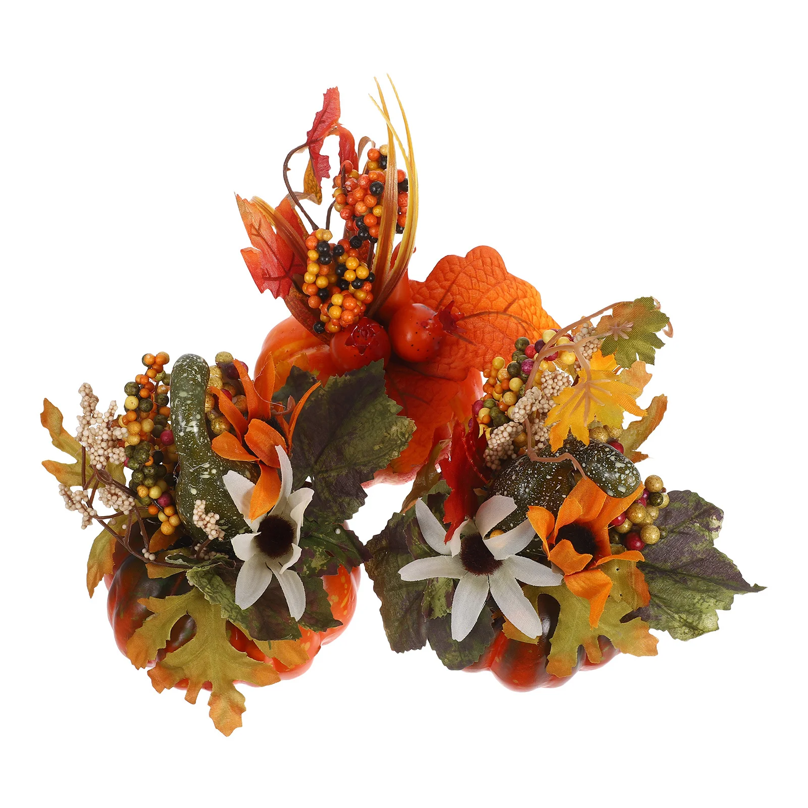 

3pcs Pumpkin Maple Leaf Decor Artificial Autumn Ornament For Home Table Decoration Fall Plants Centerpiece Decorative Props