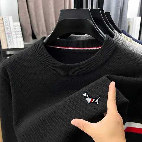 Men's Autumn Winter New Arrival Long Sleeve Knit Sweater Keep Warm O-Neck Solid Color Pullover Tops Casual Versatile Men's Wear