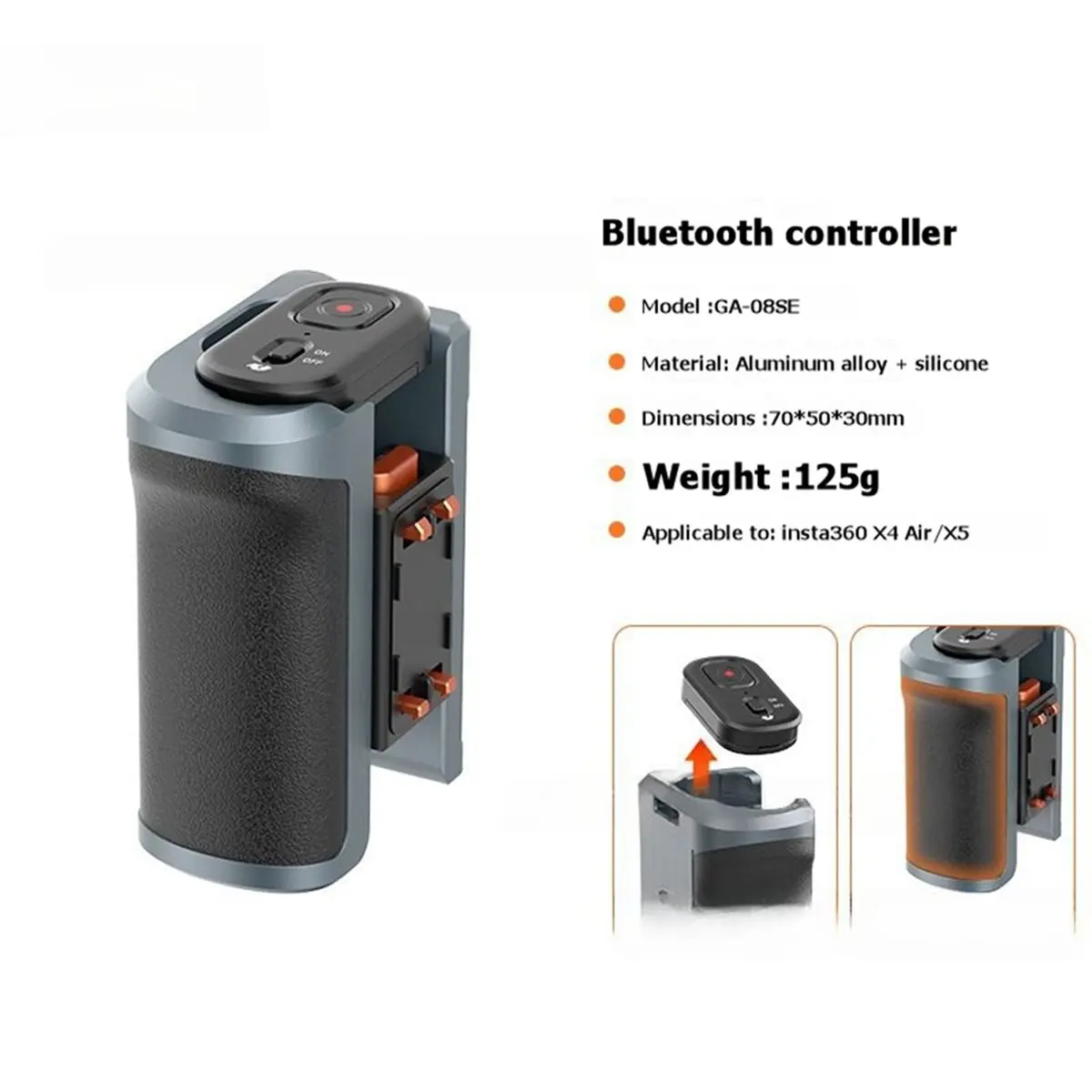 T35C Bluetooth Remote Control Street Grip Holder for X5/X4 Air Panoramic Camera Accessories with Shutter Button