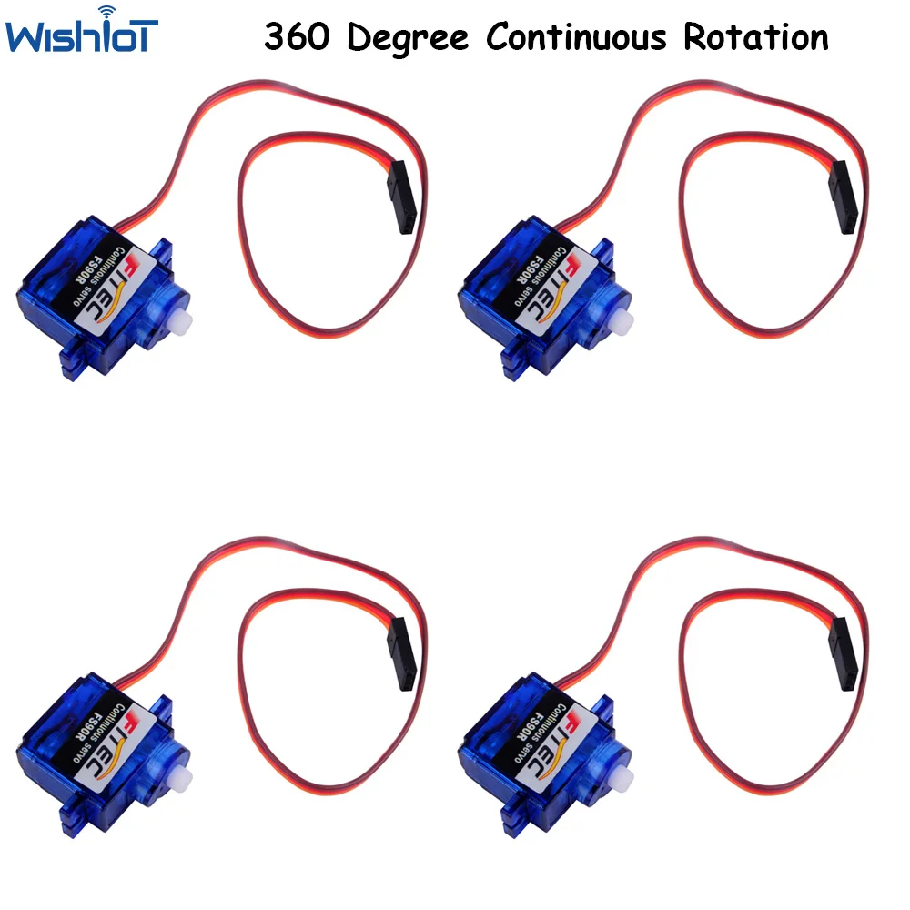 Feetech-マイクロモーターffs90r,360度の連続回転,6v,1.5kg,arduino用,マイクロビット,rcヘリコプター,ロボット玩具,4個