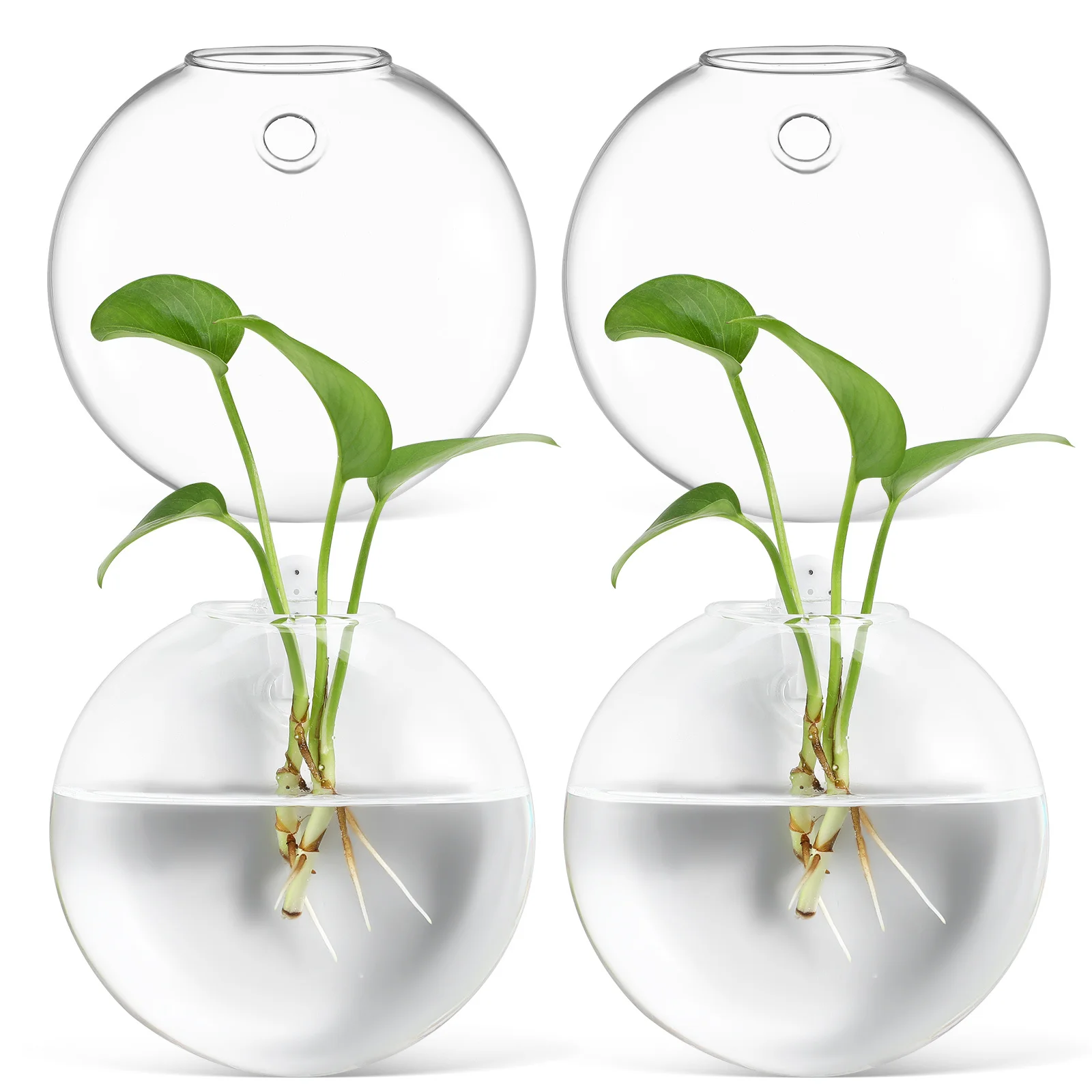 

4Pcs Clear Wall Mounted Glass Vase Set Stylish Hanging Flower Vases for Home Office Decor Ideal for Plants Bouquets and Creative