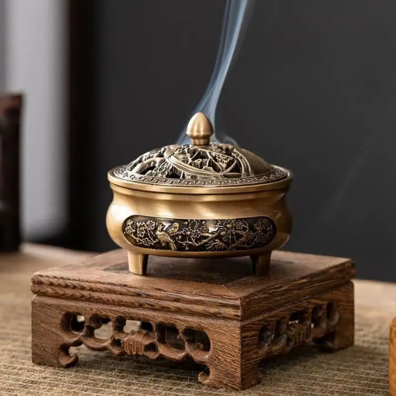 Three-legged Incense Burner Tea Ceremony Sandalwood Incense Burner Indoor Incense Burner Alloy Disc Incense Burner