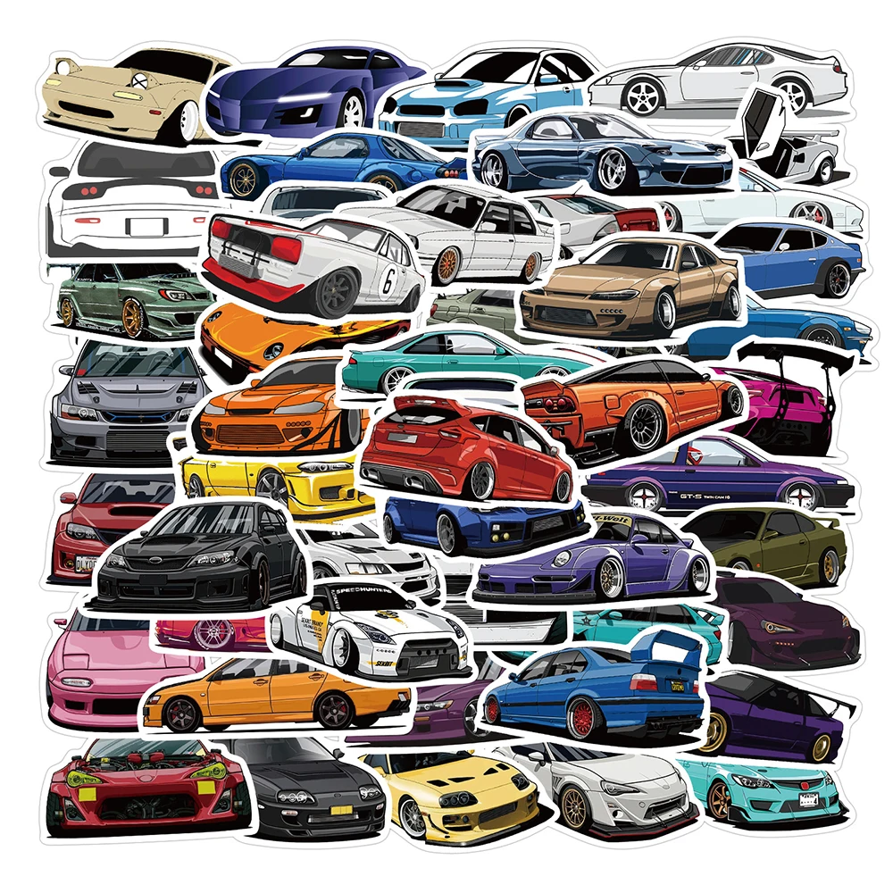 10/30/50/100PCS JDM Retrofit Racing Car Cartoon Stickers Decoration DIY Phone Suitcase Laptop Fridge Wall Sticker Decal Toy Gift