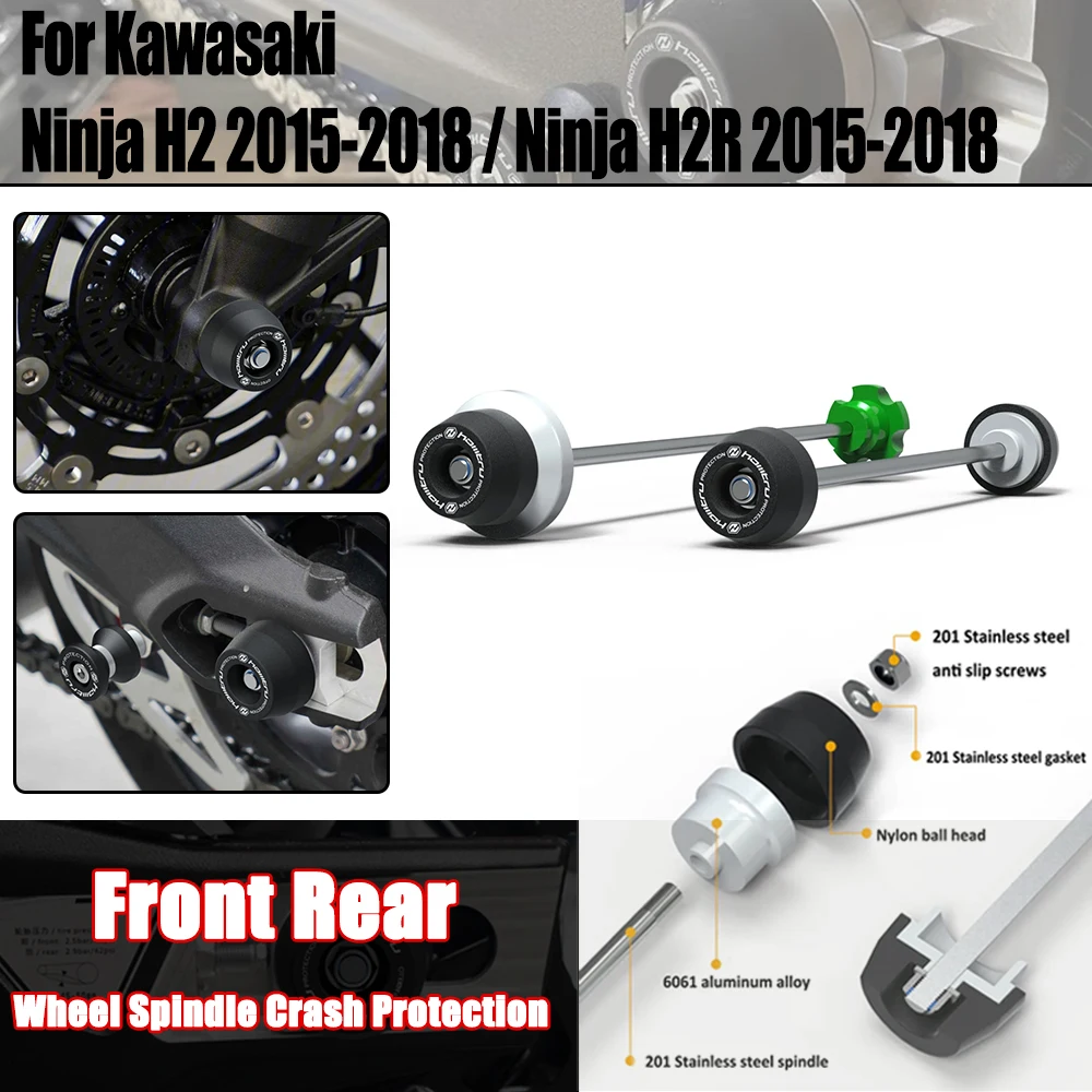 

For Kawasaki ninja H2/H2R 2015 2016 2017 2018 Front Rear wheel Spindle Crash Protection