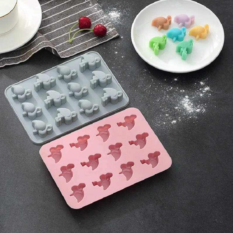 12 Cavity Flamingo Shape Silicone Mold Cake DIY Decoration Chocolate 3D Mould Tools