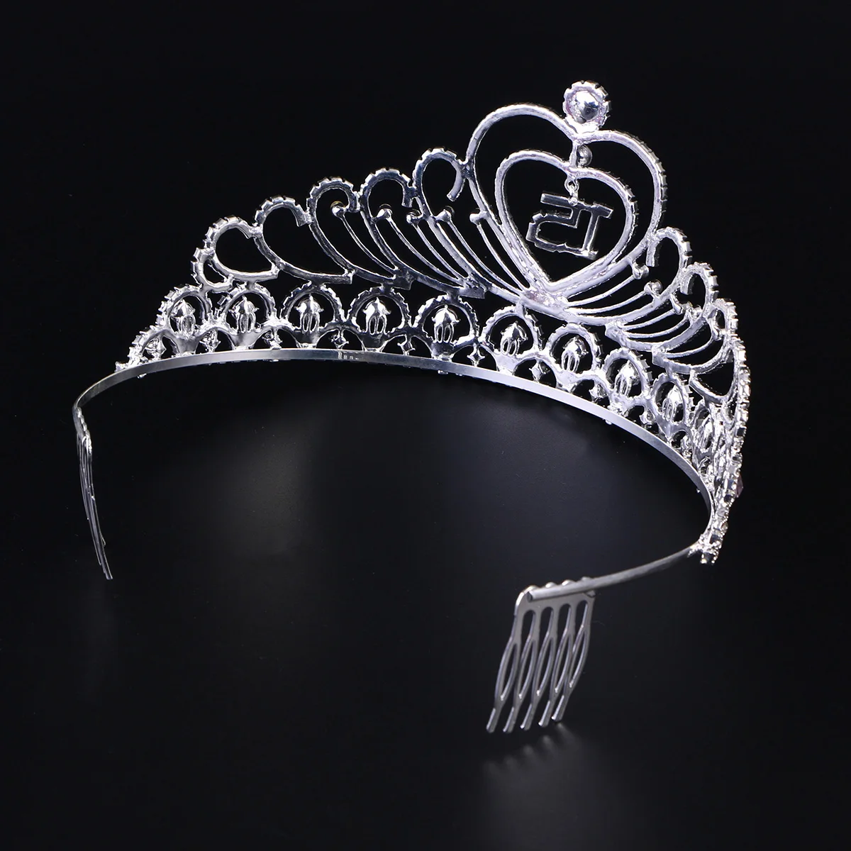 

Rhinestone Crown Headband 17x14x9cm Elegant Birthday Tiara for Women Girls 15th Celebration Sparkling Hair Accessory