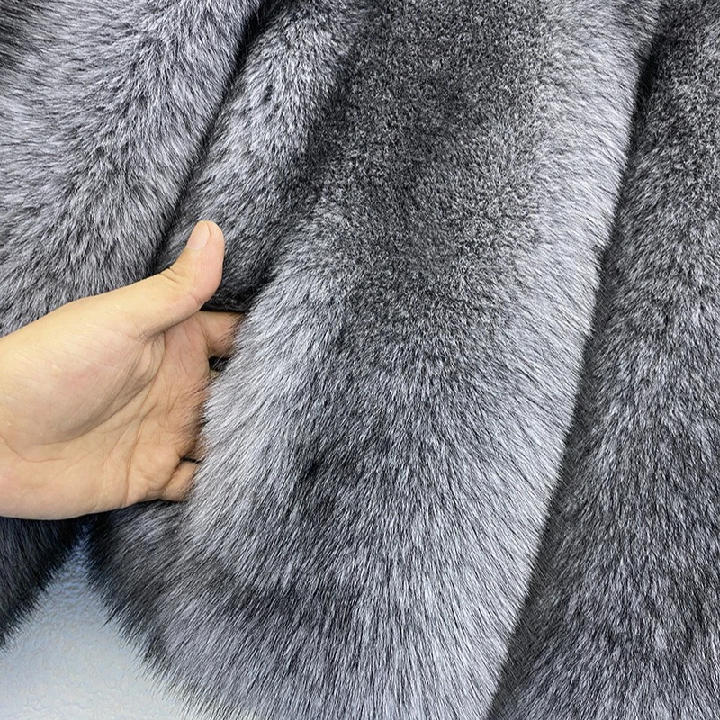 Giacca in pelliccia sintetica con scollo a V Giacca in pelliccia corta grigia con volpe sintetica graduale allentata Soffici cappotti invernali in peluche da donna di lusso caldi e spessi casual