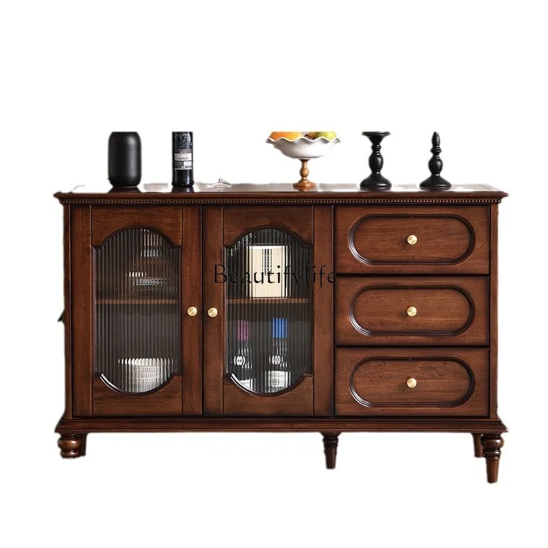 

Medieval solid wood dining side cabinet French American restaurant display storage cabinet