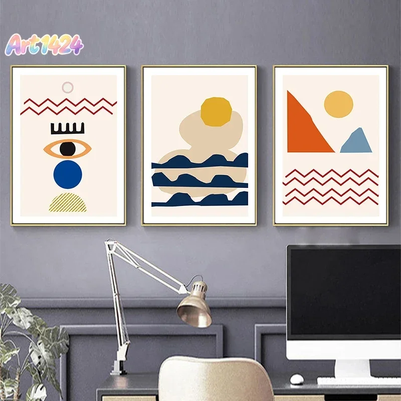 Boho Geometric Abstract Landscape Canvas Painting Scandinavia Wall Art Prints Poster Picture for Gallery Living Room Home Dec