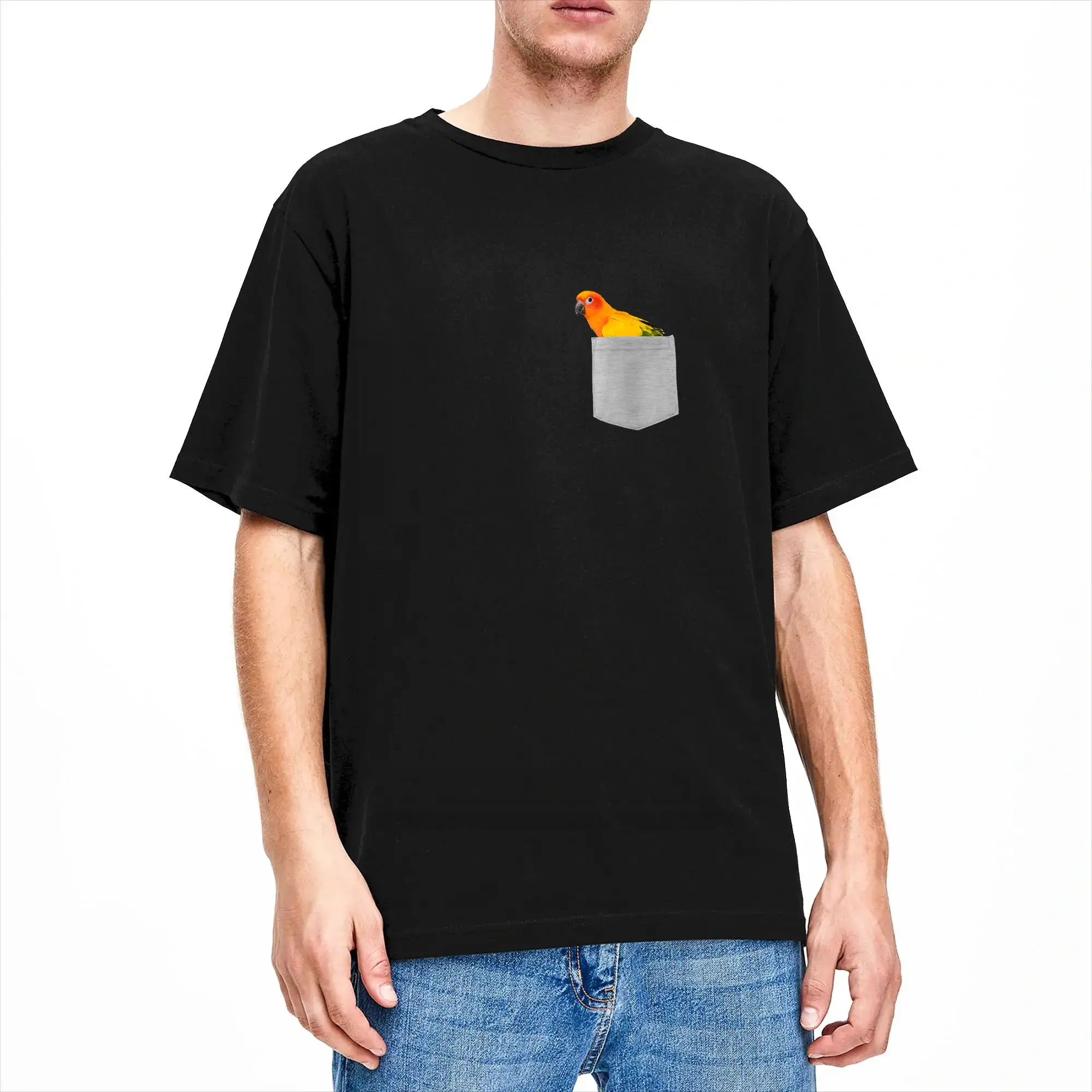 Men T-Shirt Animal in Your Pocket Sun Conure Parrot Fashion Cotton Tees Short Sleeve  T Shirts Round Neck Clothing 4XL 5XL 6XL