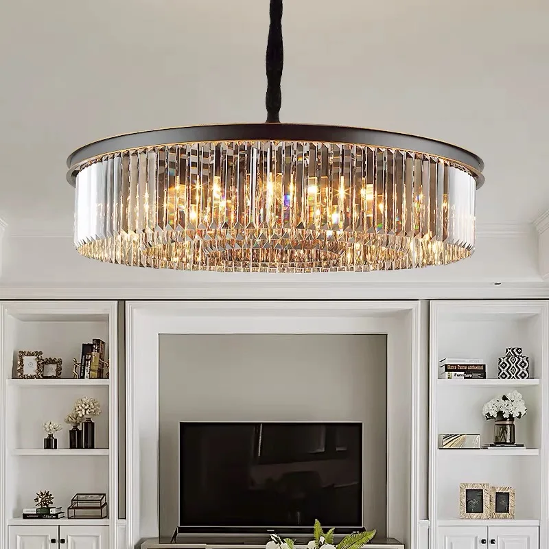 Modern Led Smoky Grey Crystal Ceiling Chandeliers Living Dining Room Pandent Lamp Vintage Home Decor Hanging Light Lustre