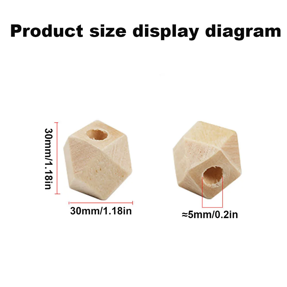 50-200pcs Natural Wood Geometric Beads 10-30mm, Smooth Loose Unfinished Spacer Beads, Large Hole 3-5mm for Bead Crafts