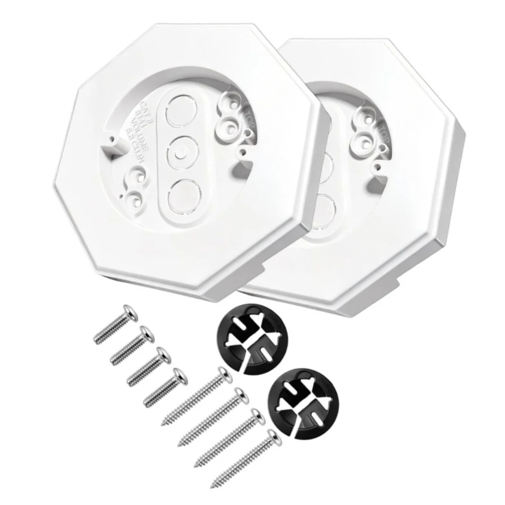 2 pcs Octagonal Vinyl Siding Mounting Blocks for 1/2 inch Lap Siding Mounting Kit with Cable Connectors Screws