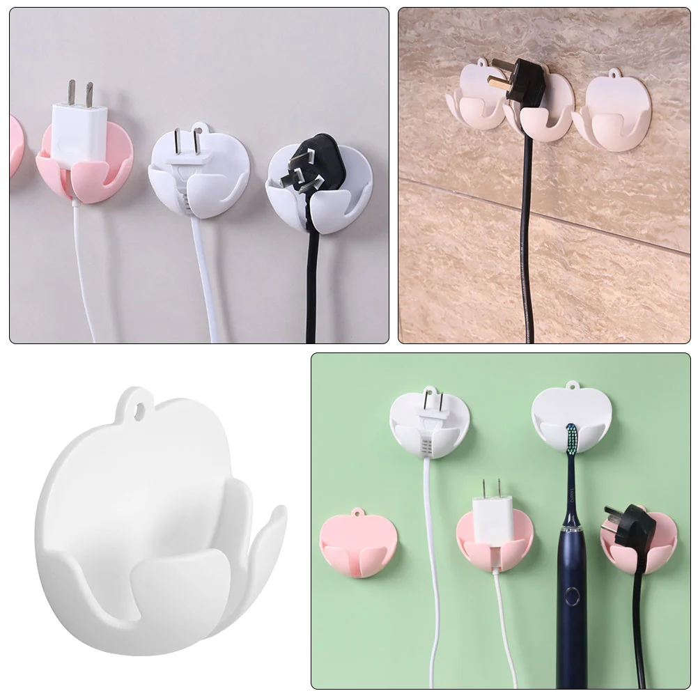 

6 Pcs Power Plug Hook Traceless Hooks Sticky Cable White Multi-use Abs Storage Holders Line
