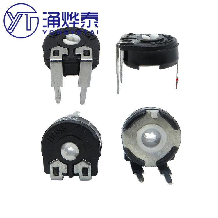 

YYT 5PCS PT10 adjustable resistance horizontal arrow hole potentiometer 500 ohms 2K 3K 3K5 4K5