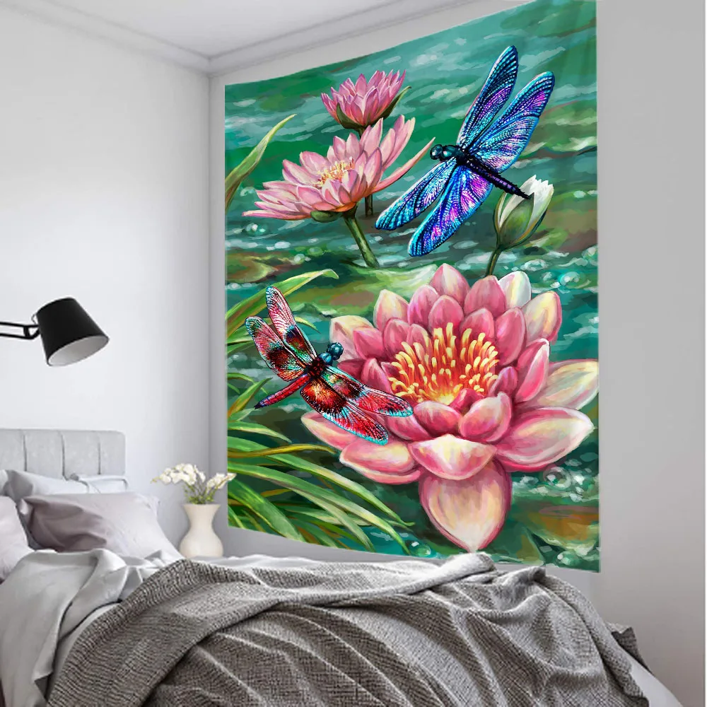 Bohemian Dreamy Art Plant Flower Bird Wall Hanging Tapestry - Home Dormitory Mural Background Poster Cloth Decoration