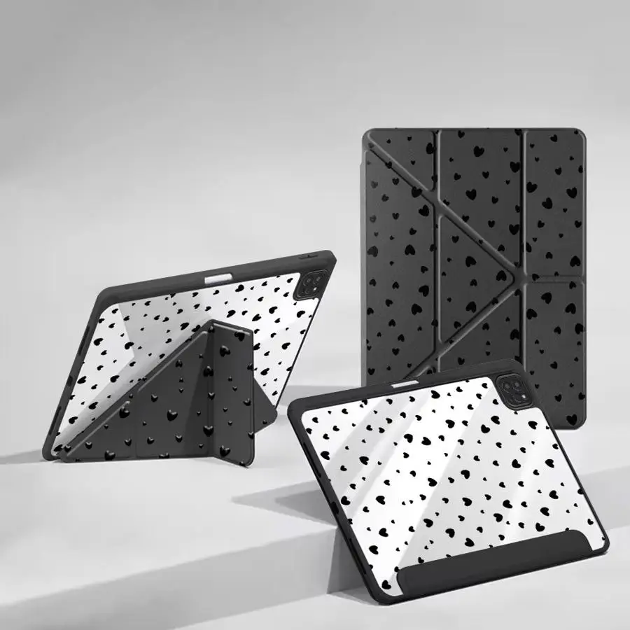 Simple Black Heart Holder Cover Tablet Case For iPad Mini 6 7 Pro 11 10 9 8 7 th 12.9inch Air 4 5 M3 M2 M4 11inch Pro 2025