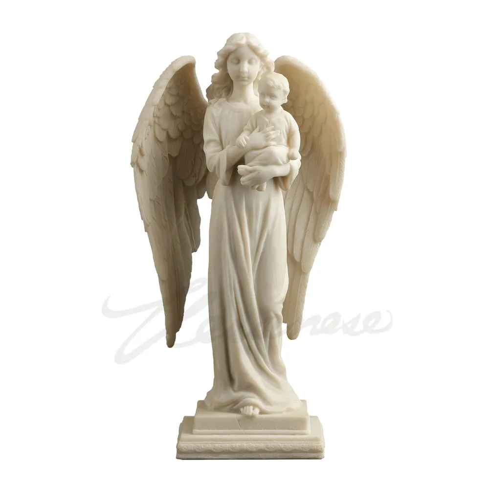 Resin Guardian Angel Holding Baby Figurine Religious Catholic Christian Home Tabletop Decor Baptism Memorial Gift Room Ornament