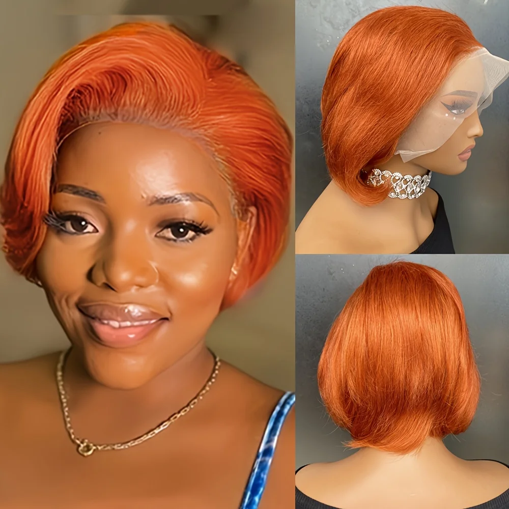 

4/99/1b99j/350 color wig daily use 13×4 front lace pixie straight human hair wigs for women 8inch 150% density remy hair bob