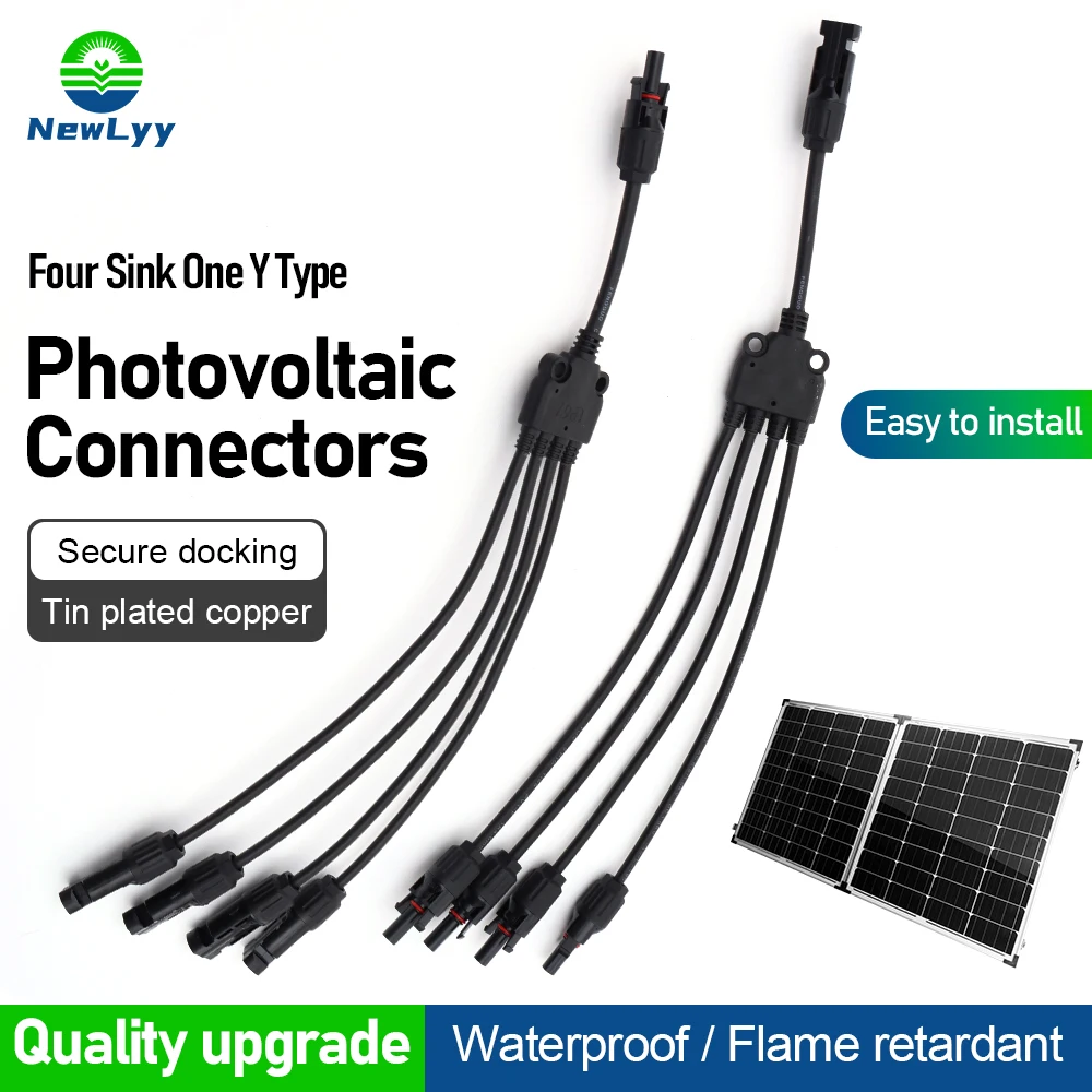 4 to 1 Y-Type Solar Photovoltaic Branch Cable Connector 1000V Adapter for Domestic Solar Power Generation