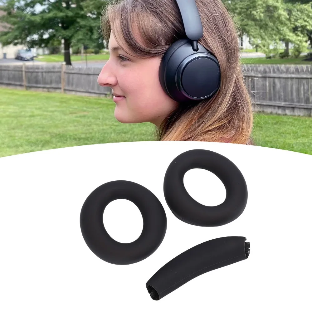 Silicone Ear Pads Cushions + Headband Soft and Comfortable Noise Isolation Ear Cushions for Soundcore By Anker Space Q45 Q30