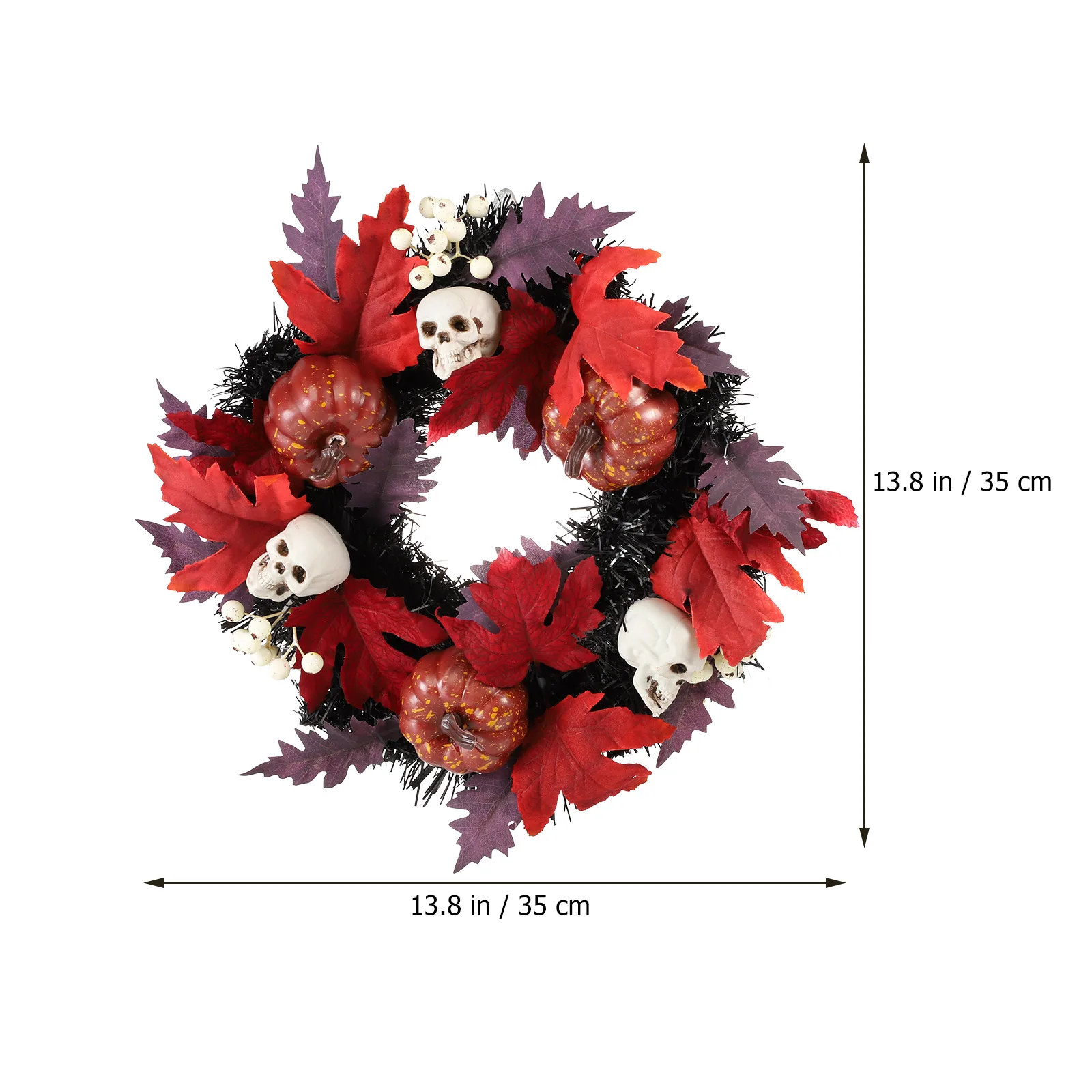 

Halloween Wreath Imitation Maple Leaf Pendant Hanging Door Decor Plastic Rattan Ring Classic Party Scary
