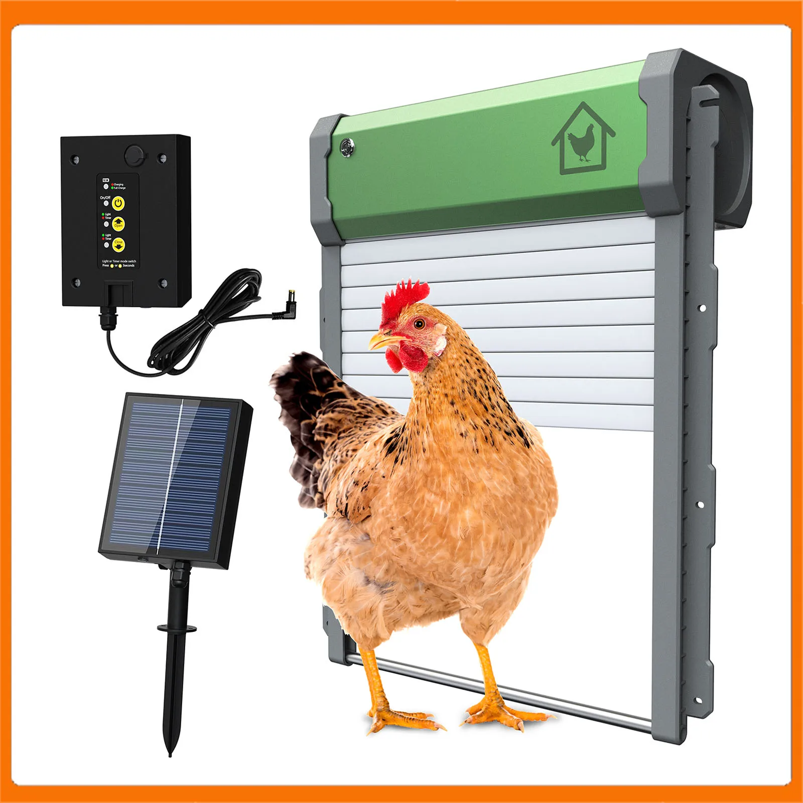 

Automatic Chicken Coop Door Solar Powered Chicken Door with Timer / Light Sensor / Remote Control / Manual Mode Aluminum Alloy