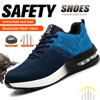 Zapatos de seguridad con cojín de aire para hombre, zapatos de protección de seguridad con punta de acero, zapatos deportivos de trabajo a prueba de pinchazos, botas, zapatos de construcción