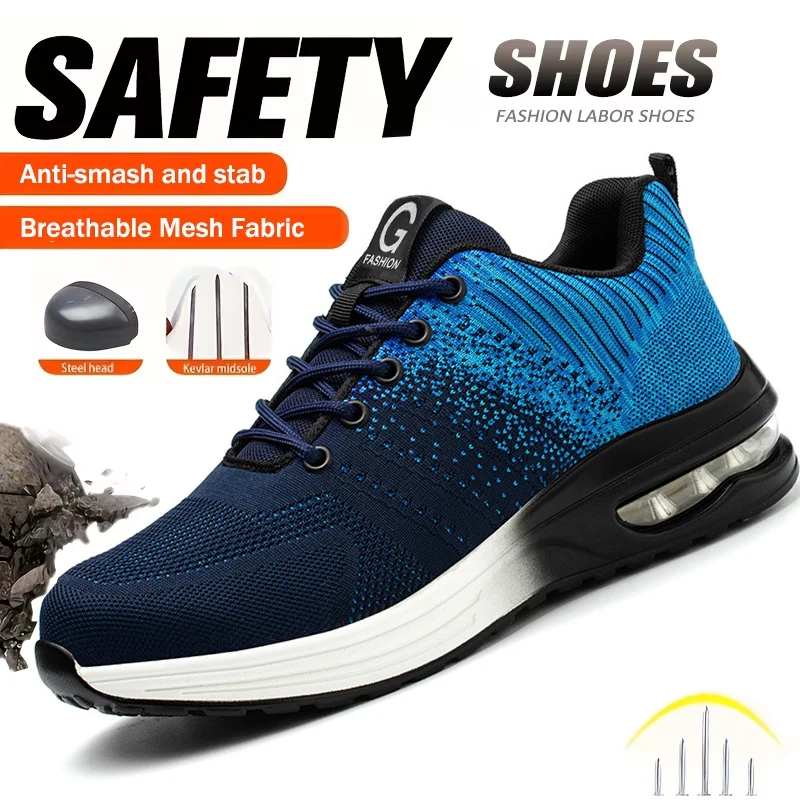 Air Cushion Safety Shoes Men Steel Toe Security Protection Shoes Puncture-Proof Sport Work Shoes Boots Construction Shoes