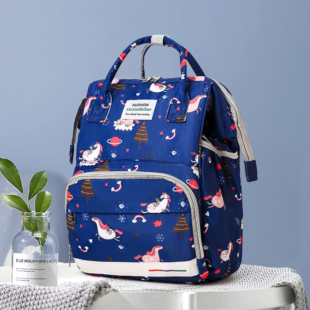 2024 New Large Capacity Mother Child Mom\'s Bag Outdoor Waterproof Oxford Fabric Backpack Baoma Baby Walking Bag Multi functional