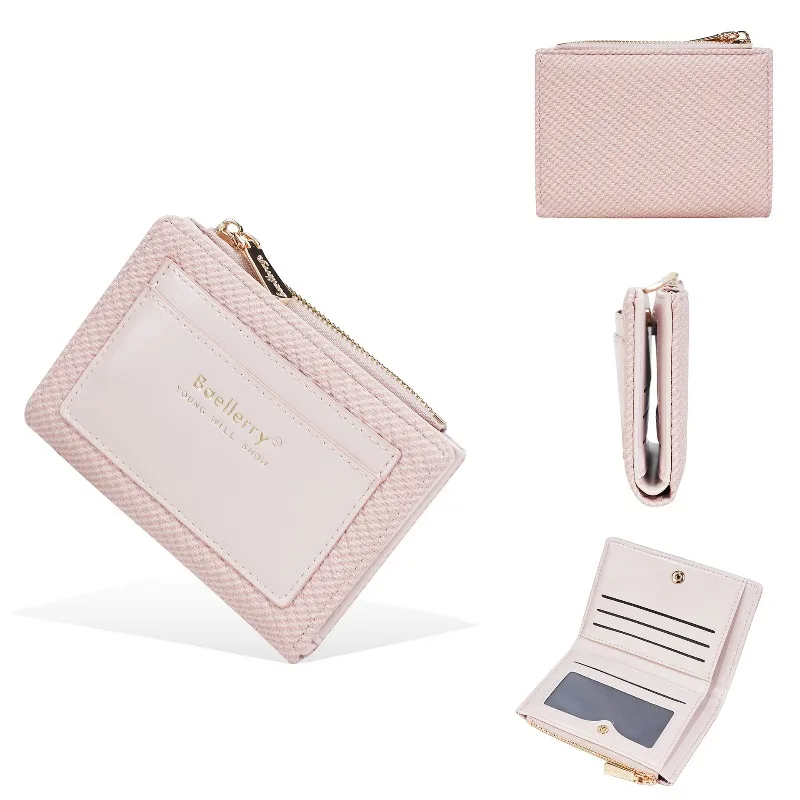 Baellerry Luxury Soft PU Women's Short Wallet Billfold Card Holder Zipper Coin Purse High-Quality Fashion Accessory