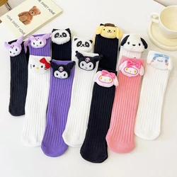 Anime Sanrio Kuromi My Melody Cinnamoroll Socks Cartoon Kawaii Style Mid-Tube Trendy Student Socks Children's Cartoon Socks