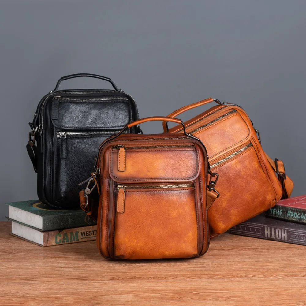 

Коровья кожа, универсальная простая повседневная мужская стильная сумка-мессенджер премиум-класса, повседневная сумка для компьютера, портативная дорожная повседневная кожаная сумка