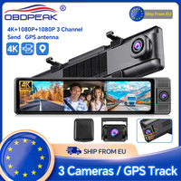 H330 Dash Cam 3 Channel Rearview Mirror Front Inside Rear 4K+1080P+1080P WiFi GPS Dual Lens Car Dvr Camera Infrared Night Vision