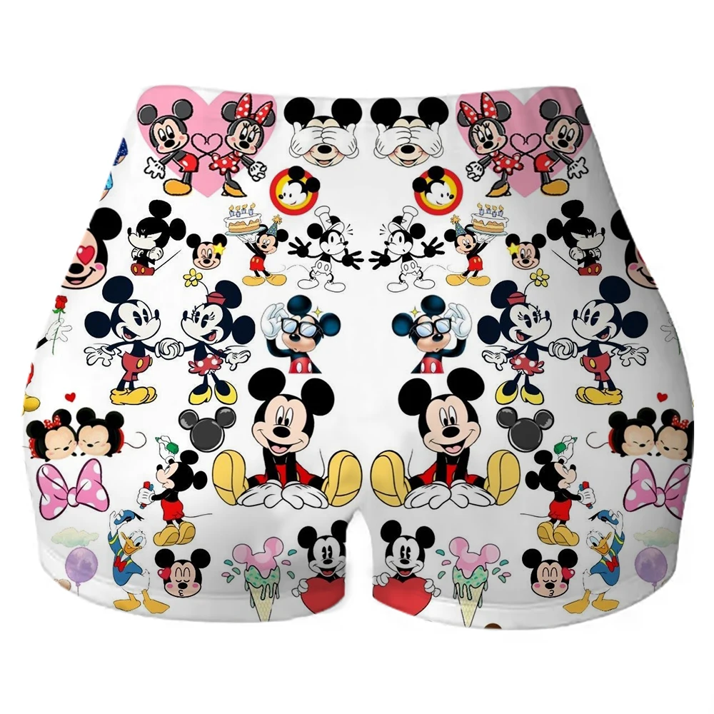 

Disney Mickey Women's Fitness Biker Shorts Volleyball Yoga Shorts Biker Fashion Cartoon Women Mini Sexy Pole Dance Tight Shorts