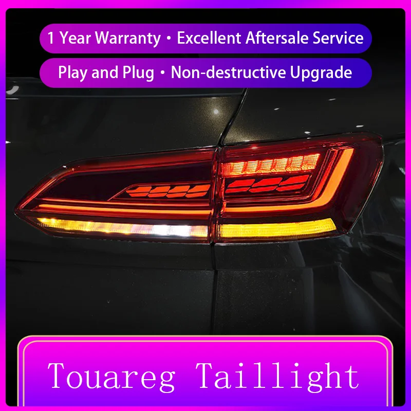 2 PCS Auto Lights For Volkswagen VW Touareg 2019-2023 Tail Lamp DRL Taillight Dynamic LED Upgrade Brake Tool Car Accessories